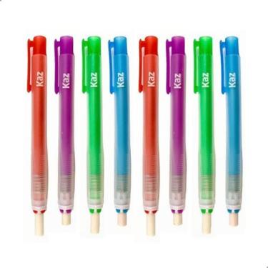 Imagem de Kit 8 Caneta Borracha Retratil Sintetica Acao Mecanica 6,6mm - Darujo