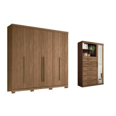 Imagem de Quarto Completo Modu 2 Peças (1GuardaRoupa+1Cômoda) QC371 Jatobá - Santos Andirá