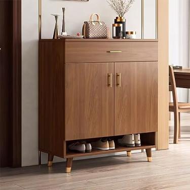 Imagem de Armário de armazenamento com portas, armário de sapatos, organizador de sapatos, armário de sapatos para entrada, fundo vazado, para quarto, corredores, apartamento (60 cm/23,6 pol.)