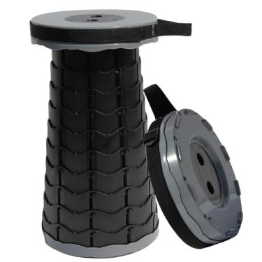 Imagem de ALEVMOOM Banqueta dobrável de nylon atualizada com peso máximo de 226 kg, portátil, retrátil, dobrável e telescópica, cadeira para adultos, para acampamento, pesca, caminhadas, churrasco (cinza de