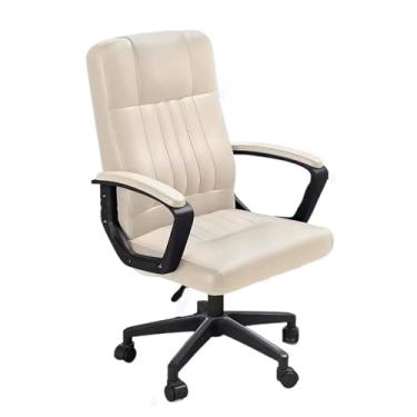 Imagem de Cadeira de escritório, cadeira de escritório ergonômica de couro PU, cadeira de escritório giratória de altura ajustável para escritório em casa, sala de conferências, cadeira de escritório executivo