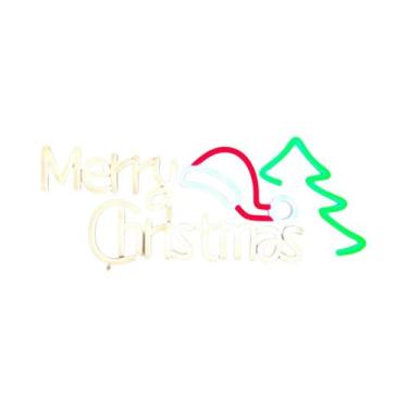 Imagem de Letreiro Neon LED De Feliz Natal Com Brilho Ajustável Para Decoração D