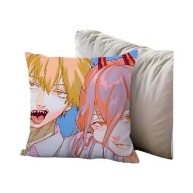 Imagem de Capa De Almofada Kawaii Chainsaw-Man Em Poliéster Macio Para Sofá De C