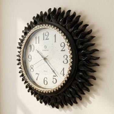 Imagem de Relógio De Parede Místico Solar Preto Oriental Rustico 45cm - Genérico