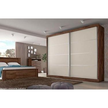 Imagem de Guarda Roupa Casal 2 Portas De Correr E 4 Gavetas Verona Plus Braúna/Off White - Europa