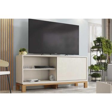 Imagem de Rack Bancada P/ Tv Até 45 Pol Mondrian 1.36 C/ 1 Porta E 2 Nichos 136cm Off White Mr/freijo - Caemmun