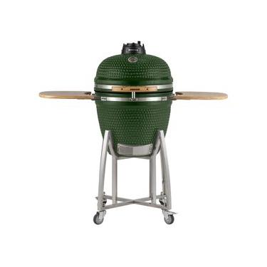 Imagem de Churrasqueira Kamado Grande da RASCO Verde c/ grelha aço inox, suporte e mesas. Serve até 15 pessoas Verde