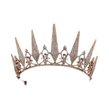 Imagem de Coroa Tiara De Princesa Rainha Em Ouro, Prata E Cristal Com Strass Par