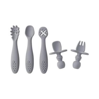 Imagem de Conjunto De Talheres De Silicone Para Bebês Com 5 Peças, Utensílios De