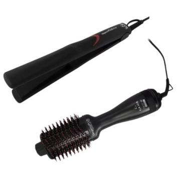 Imagem de Kit GA.MA Italy Prancha E Escova Eleganza Plus Preto Bivolts - Gama It