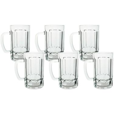 Imagem de Jogo de Canecas de Chopp e Cerveja  de Vidro 360ml 6 Peça  - Seu Lar