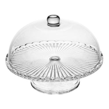 Imagem de Prato para Bolo com Pé de Vidro e Tampa Bangkok 29cm x 21cm - Wolff