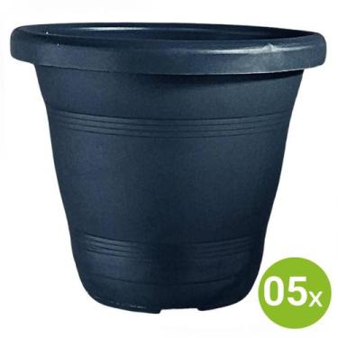 Imagem de 5X Vaso Milano (28x24) Preto RIQUEPLÁS