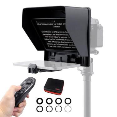 Imagem de FEELWORLD TP10 Teleprompter dobrável portátil de 10 polegadas para smartphone tablet de até 11 polegadas telefone DSLR câmera gravação de vídeo para transmissão ao vivo discurso de entrevista com