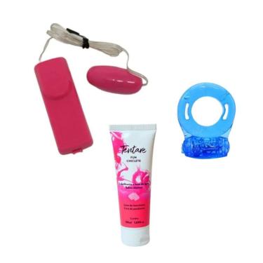 Imagem de Kit Cápsula Vibratória, Anel Peniano com Vibração e Lubrificante Íntimo Cápsula Multivelocidades Fun Chiclete em ABS