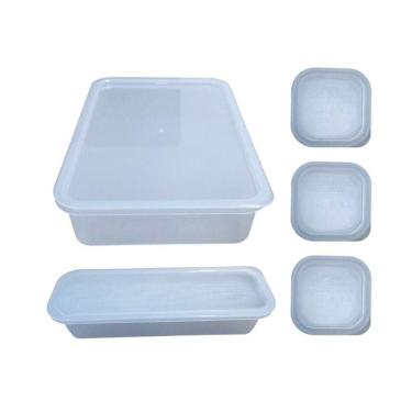 Imagem de Conjunto de Potes com Tampa 5 Unidades 200ml 500ml 1200ml Plástico Livre de BPA Transparente Top Rio