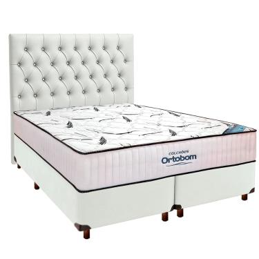 Imagem de Cama Box Com Colchão Queen High Foam Ortobom + Cabeceira Branco