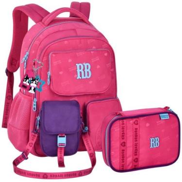 Imagem de Kit Material Escolar Rebecca Bonbon Mochila de Costas e Estojo Grande 