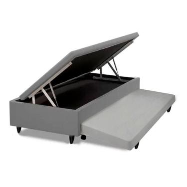 Imagem de Cama  Box Baú  Auxiliar Solteiro  Sintético Espuma 8cm 45x88x188 Cinza