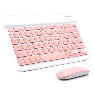 Imagem de Kit Teclado e Mouse Sem Fio Recarregável Multifuncional PC Tablet e No