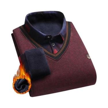 Imagem de Suéter Masculino De Fleece Plush, Pullover Casual Quente E Grosso Para
