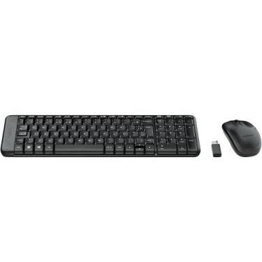 Imagem de Kit Logitech MK220 Teclado e Mouse Sem Fio Compacto Preto ABNT2