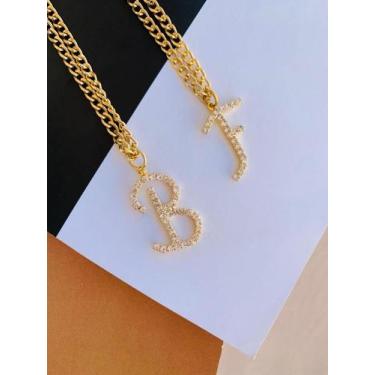 Imagem de Colares banhados a Ouro colar com Inicial de Strass - Dondocas.Bijus