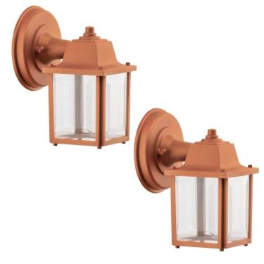 Imagem de Kit 2 Arandelas Luminárias de Parede 16x20cm Cobre Plástico Dital Área Externa e Interna