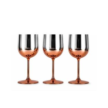 Imagem de KitC/ 3 Taça Gin Metalizada Rose Gold 600ml Elegante Drinks - LS Toys