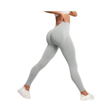 Imagem de Leggings Esportivas Femininas Sem Costura De Cintura Alta, Efeito Leva
