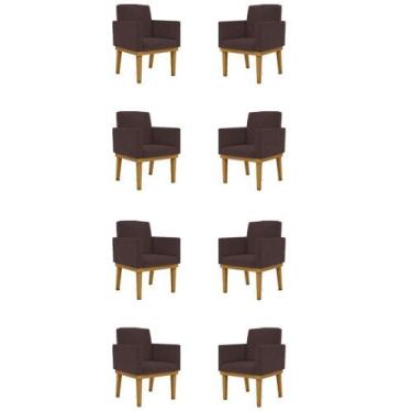 Imagem de Kit 8 Poltronas Decorativas Nina Suede Marrom Balaqui Decor