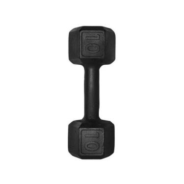 Imagem de Halter Sextavado 10 kg Pintado Preto Ferro Fundido Academia Musculação