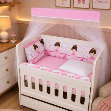 Imagem de Kit Mini Berço Sublimado 10 Peças Bebê Menina Menino Protetor com Tran