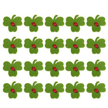 Imagem de HEEPDD Remendo bordado de trevo verde, 20 peças, emblema bordado, emblema, costurado, aplique verde bordado, trevo da sorte para decoração de artesanato (trevo)
