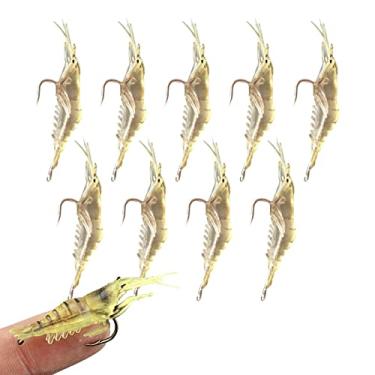 Imagem de Conjunto de iscas macias | Kit de pesca iscas de pesca,10 peças isca de pesca de robalo, iscas de peixe realistas de camarão pvc, iscas de pesca artificiais para truta de salmão,