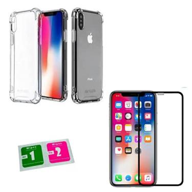 Imagem de Kit Capa Anti Impacto + Película 9D Cobre Tudo Compatível iPhone XS