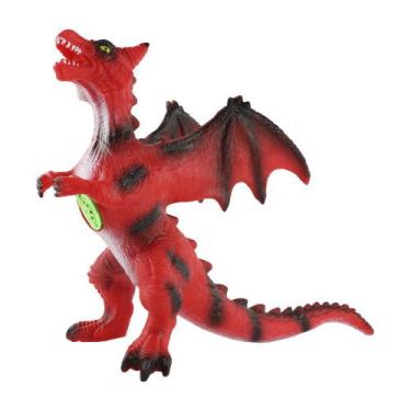 Imagem de Brinquedo Dinossauro Dragão Vinil Emite Som 33cm Cores Variadas - Bbr
