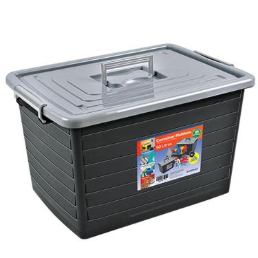 Imagem de Caixa Organizadora Container De Plastico 50 Litros - Preto