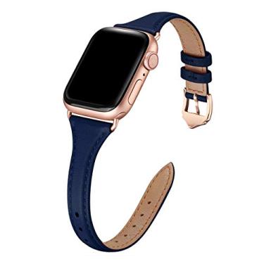 Imagem de WFEAGL Pulseira feminina de couro para Apple Watch SE 3 2 1, séries 11, 10, 9, 8, 7, 6, 5, 4, 3, 2 e 1 de 41 mm, 40 mm, 38 mm e 42 mm (série 11 10, 8, 7, 6, 5, 4, 3, 2 e 1 de 41 mm, 40 mm, 38 mm e 42