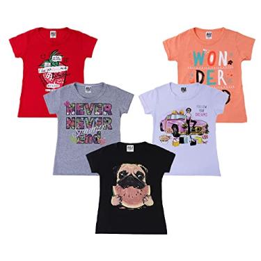 Imagem de Blusinhas Femininas 5 Camisetas Infantil De Algodão Confortável Tamanho:8