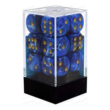 Imagem de Chessex Dice d6 Sets: Vortex Blue with Gold - 16mm Six Sided Die (12) Block of Dice