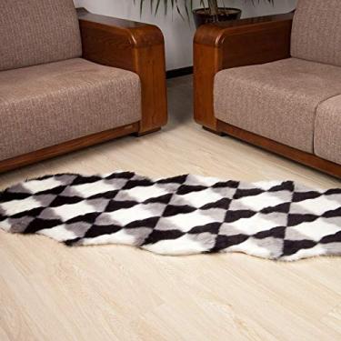 Imagem de Tapete de área falsa pilha longa tapete em forma irregular antiderrapante lavável desgrenhado padrão de lanterna tapete proteger o chão para sala de estar quarto sala de estudo banheiro varanda sofá cadeira, 60 * 90 cm