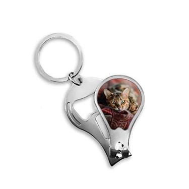 Imagem de Animal olho verde gato fotografia cortador de unhas abridor chaveiro tesoura