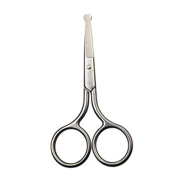 Imagem de 10cm Professional Stainless Steel Rounded Tip Nose Eyebrow Ear Dog Pet Hair Trimming Safety Scissor Shears - Grooming Cutting Scissors for Men & Women Hair