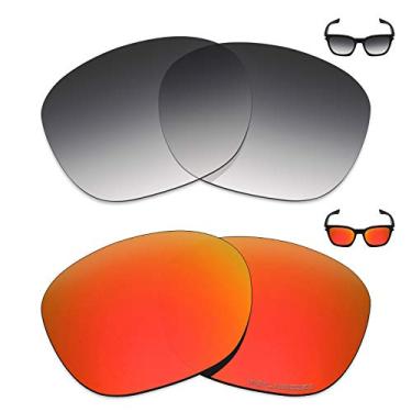 Imagem de Mryok+ 2 pares de lentes polarizadas de substituição para óculos de sol Oakley Garage Rock – Cinza dégradé tingido/vermelho fogo