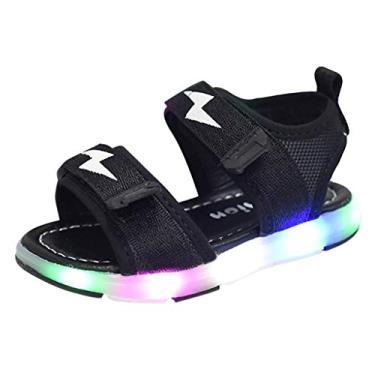 Imagem de Tênis para meninas crianças 9 corrida LED meninos sandálias esporte luminoso crianças sapatos de bebê luz bebê bebê (preto, 9,5 infantil)