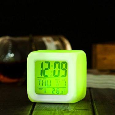 Imagem de Relógio despertador de mesa Cube Led 7 Cores