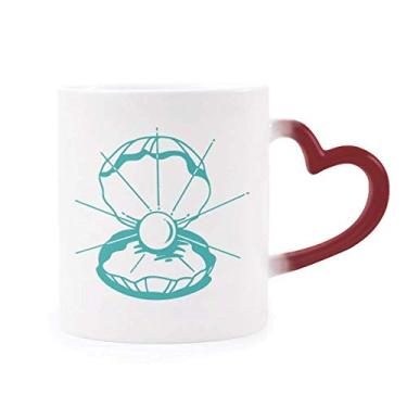Imagem de Caneca verde com ilustração de vida marinha sensível ao calor, caneca vermelha que muda de cor