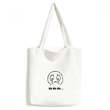 Imagem de Shed Tears Bolsa de lona preta com estampa de chat feliz bolsa de compras casual