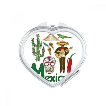 Imagem de Símbolo Nacional do México Padrão de Marco Coração Espelho Viagem Ampliação Portátil Bolso Maquiagem